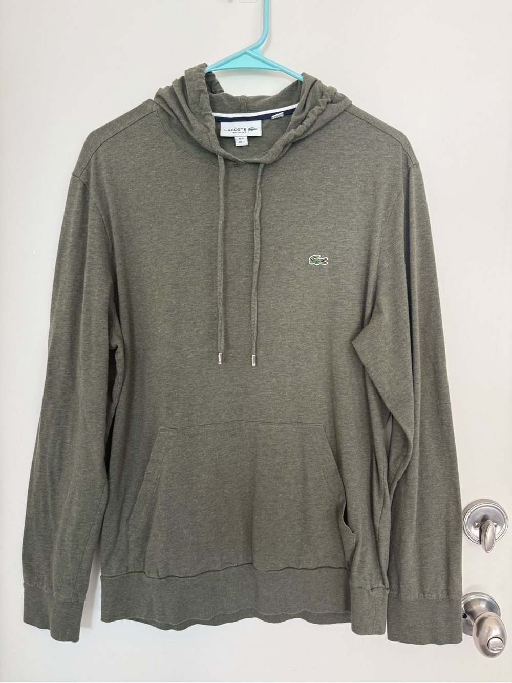 Lacoste Men’s Olive Hooded Long Sleeve Pullover